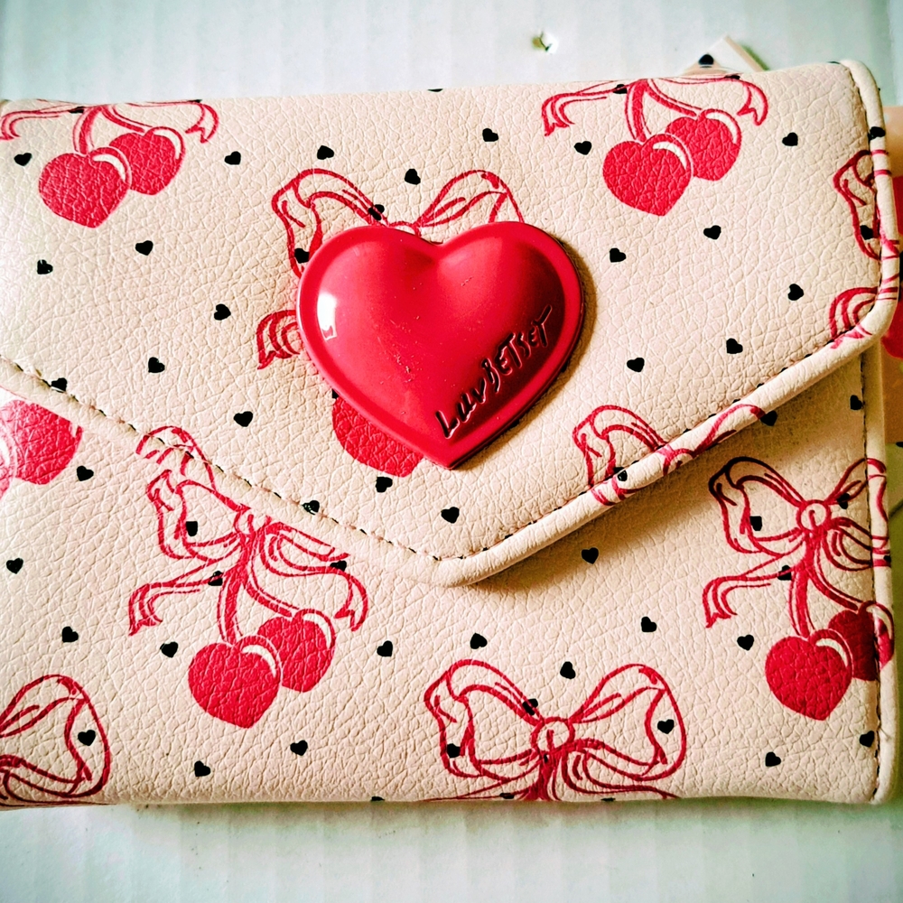 Betsey Johnson Pink and Red Heart Bow Wallet